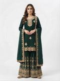 3XL - Rich dark green fabric with exquisite gold detailing