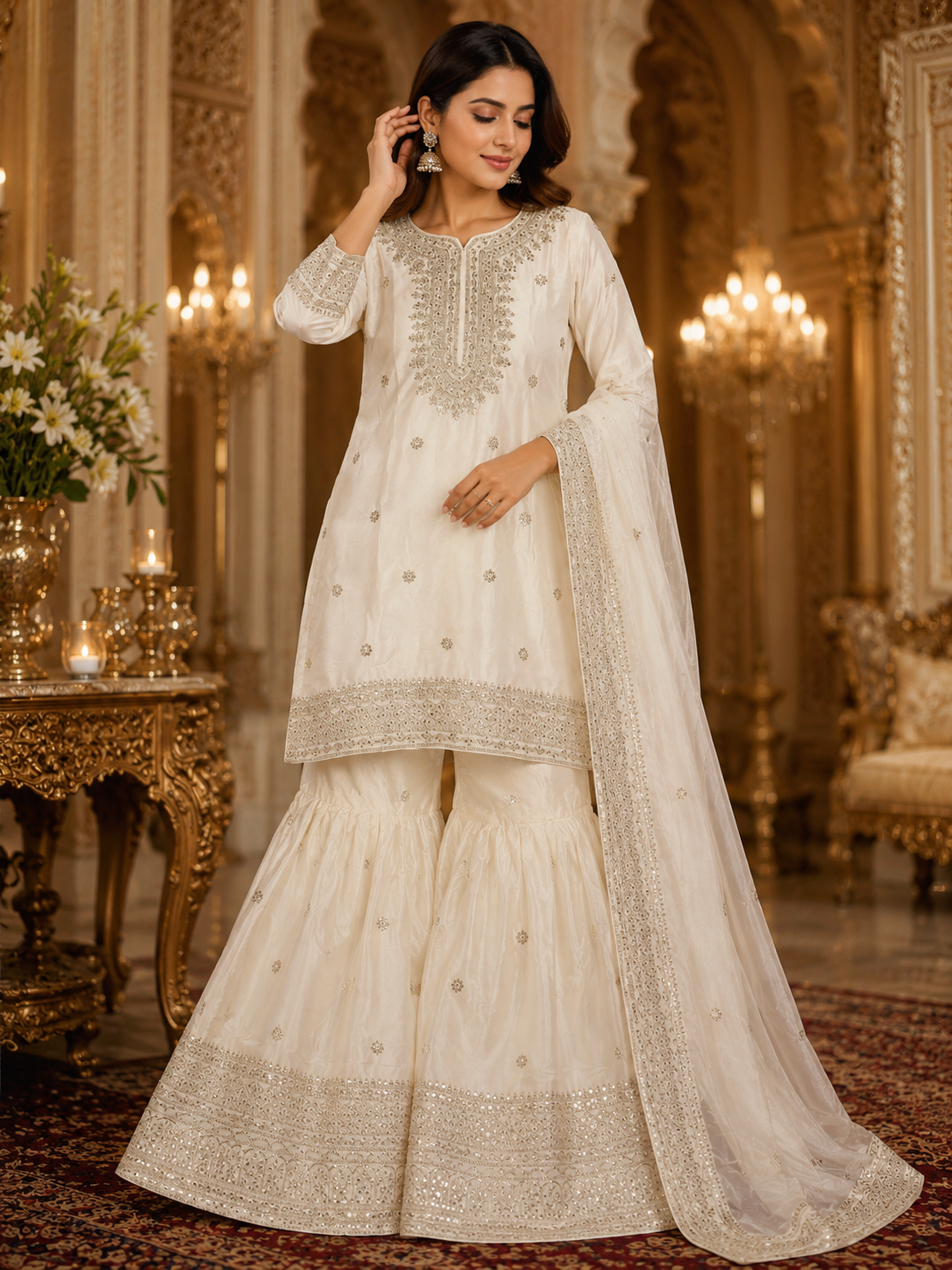 Beautiful Pastel colour sharara with embroidery work and heavy looks for party or any occasion for festivals