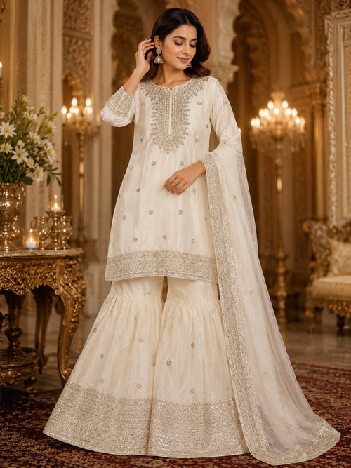 Beautiful Pastel colour sharara with embroidery work and heavy looks for party or any occasion for festivals
