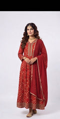 3XL-5XL ❤️‍🔥 Maroon Red Bandhani Print Suit Set ✨