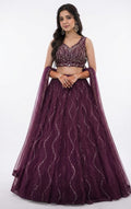 Heavy Lehanga Choli with dupatta - wine colour for weddings or any occasion