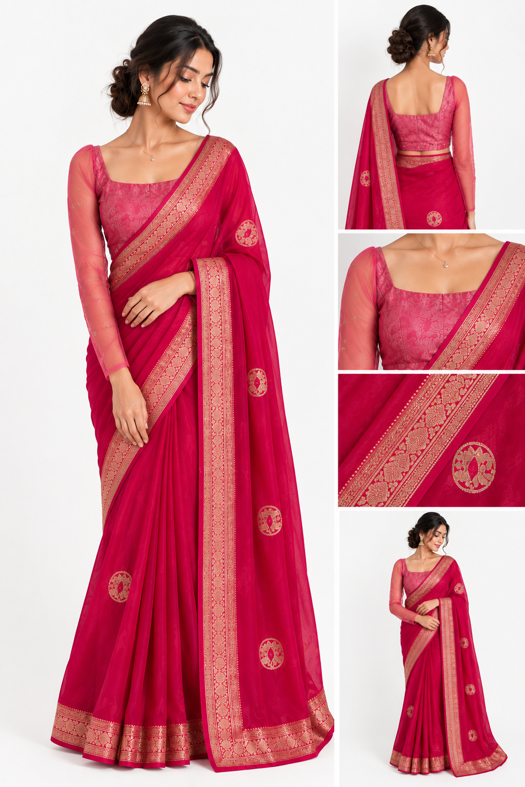 Pink Ready to Wear Saree for Women | Stitched Saree Australia – M SIZE