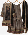 Black sharara suit with sequins and royal look for parties or any occasion