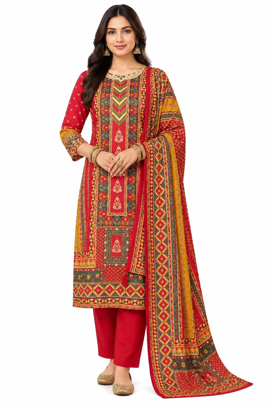 Royal Red Elegance – Traditional Ethnic Suit
