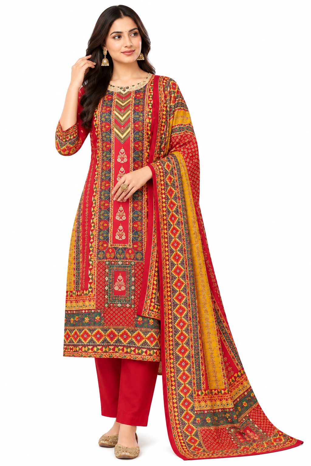 Royal Red Elegance – Traditional Ethnic Suit