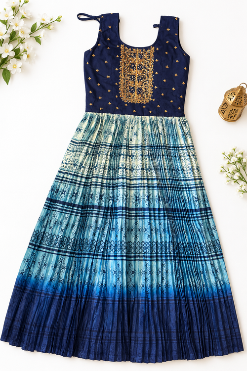 Blue & Teal Maxi Gown- Indian style – Available at LD Essence!