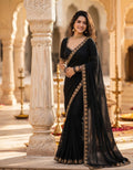 Black saree with golden lace - perfect for any occasion